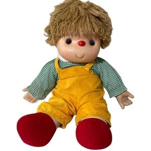 Vintage 1980 Boy Ice Cream Doll Yarn Hair Yellow Corduroy Overall 24 Inches Tall